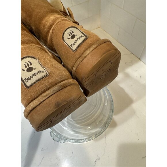 Bearpaw Abigail Womens Sz 8 Brown Suede Sheepskin Wool Lined Winter Calf Boots - Picture 8 of 10